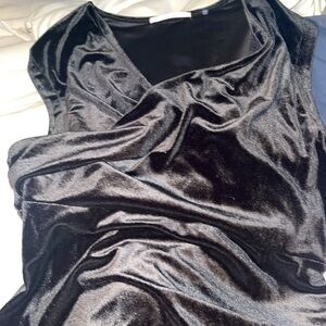 Tahari Black Velvet Sleeveless Midi Dress M